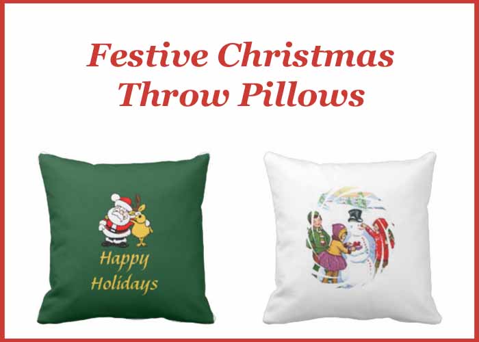 Selection of Christmas throw pillows for festive home decor