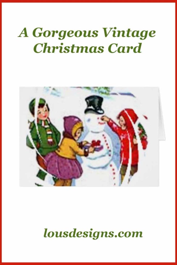 Gorgeous vintage winter snowman Christmas card