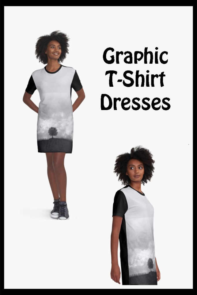 Black & White Graphic T-Shirt Dresses