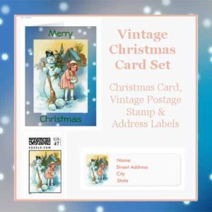 Vintage Christmas Postage Stamps & Matching Stationery | Lou's Designs