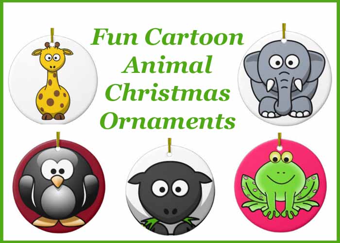 Fun cartoon inspired animal Christmas ornaments